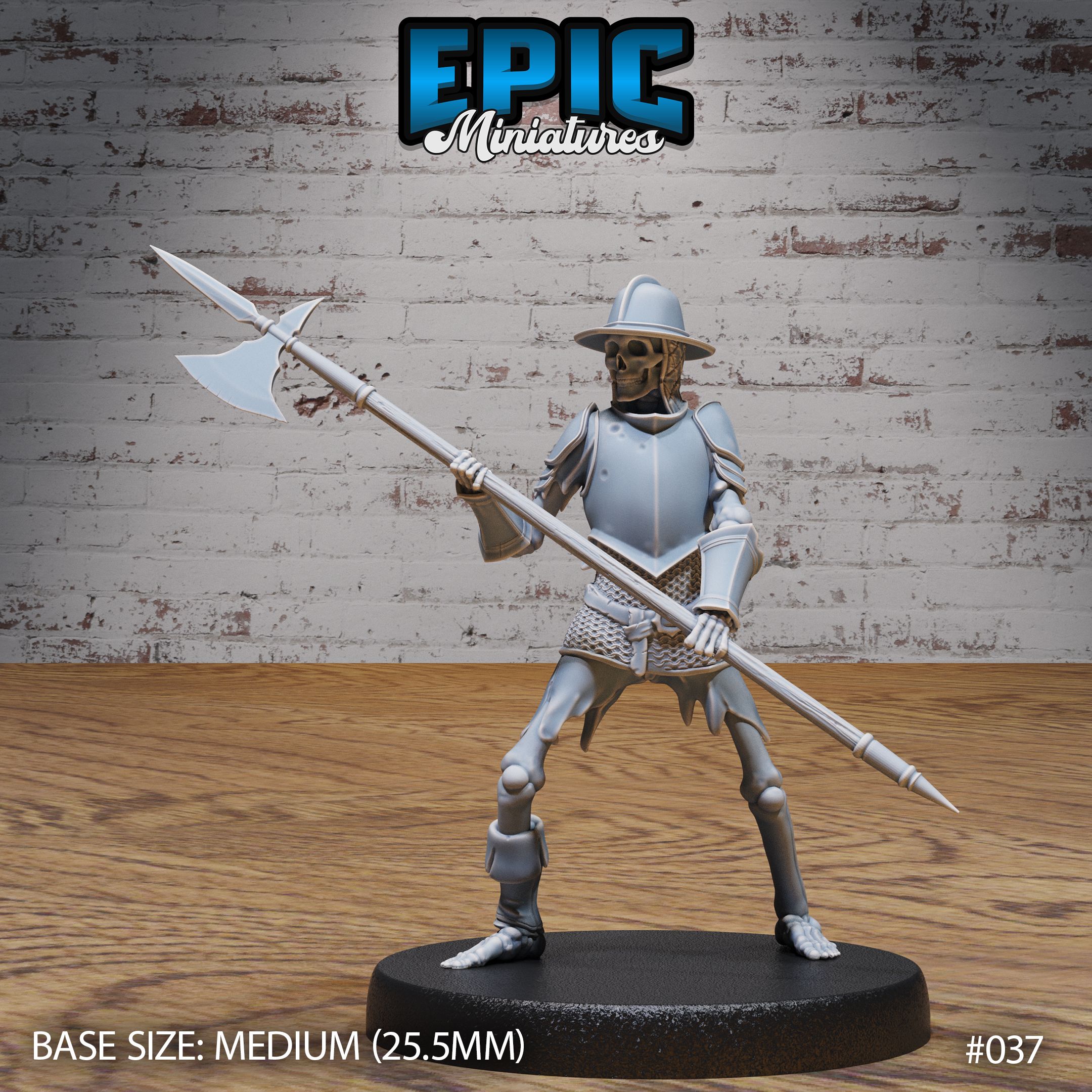 Skeleton Army Halberd / Undead Soldier / Evil Skelet Warrior / Zombie Fighter / Evil Bone Kingdom / Walking Dead Monster / Rotting Humanoid / Graveyard Encounter